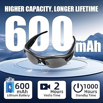 4K HD Sport Camera with WiFi, Camera Sunglasses with UV400 Protection Polarized Lenses+Clear/Yellow Lens for Outdoor Sports Supports iOS&Android (64GB TF Card Included) - Image 6