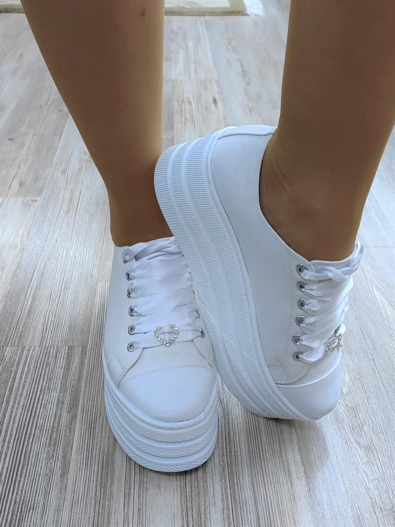 Bride Shoes Customize White 7CM Flat Platform Bridal Party Shoes New Sole Lightweight and Comfortable Height options Custom Flat Platform - Image 2