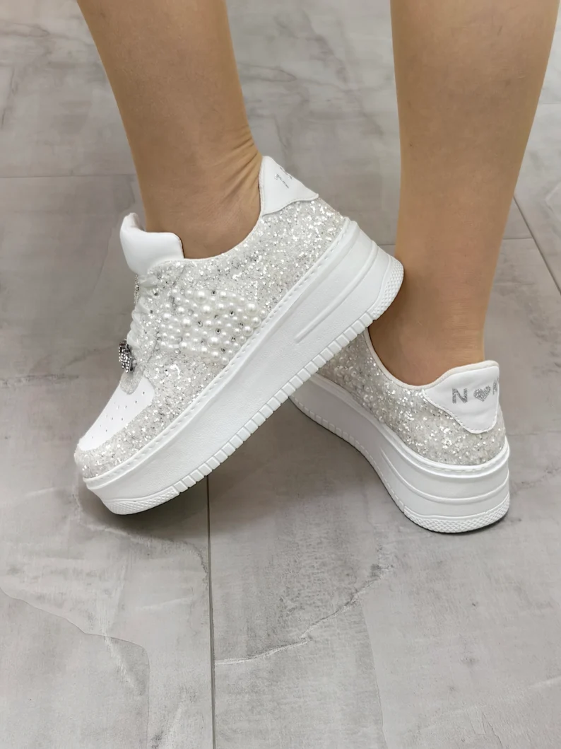 Personalized for Brides, Bridal Sneakers, Special shoes Low Top Wedding White Bridal , Low Top Wedding Shoes White or Ivory color New