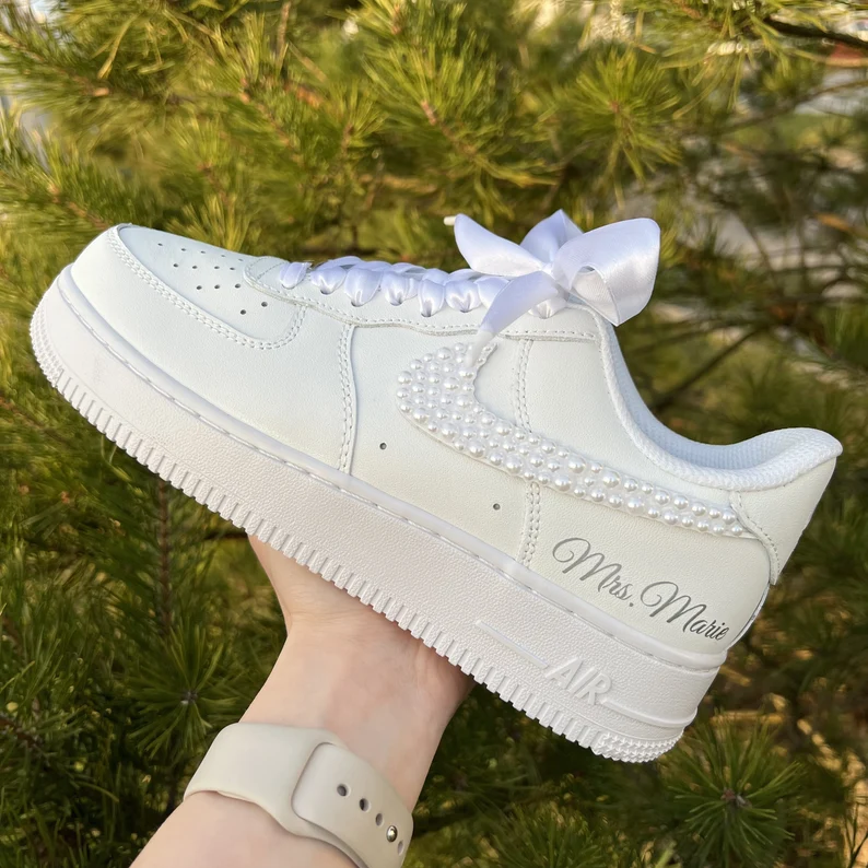Wedding Personalized Sneakers For The Bride / Air Force 1 Unique Wedding GiftQuality Craftsmanship - Image 2