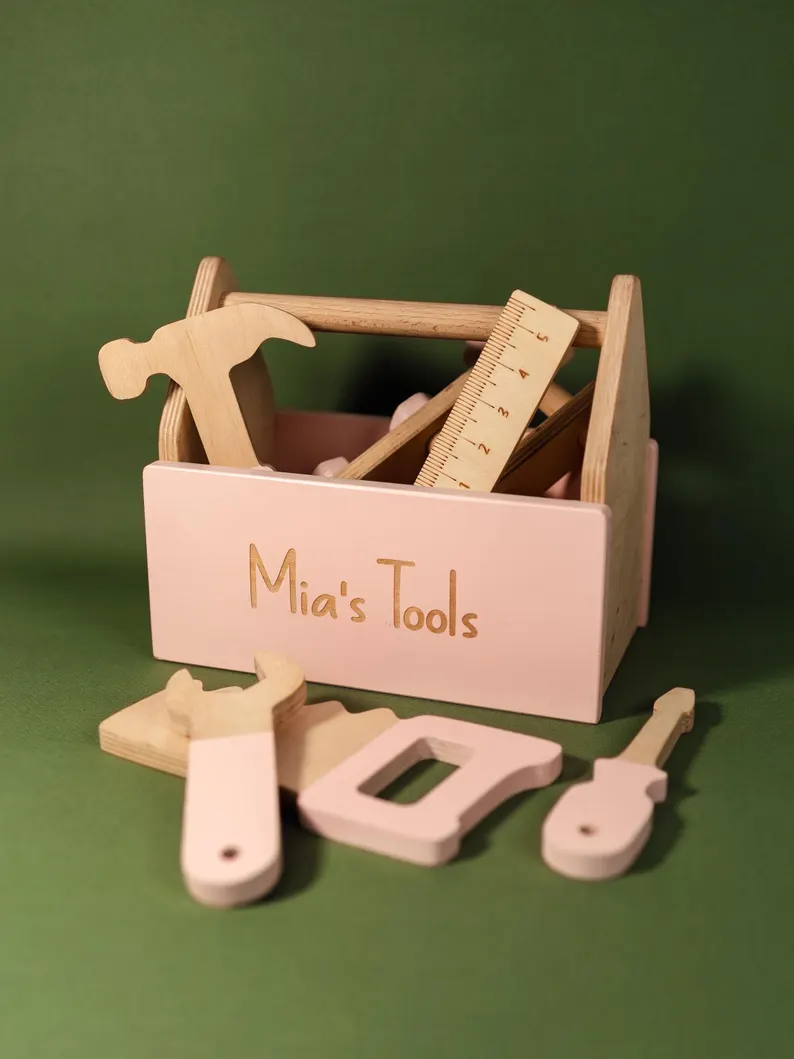 Wooden Kids Tools Box For Toddler Personalized Baby Gift Easter Toys For Boy Nephew Kids Learning Toys Repair Tools - Image 2
