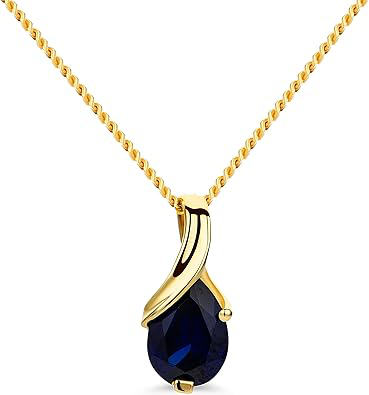 14K Gold Necklace for Women in 14K Yellow Gold/White Gold 585 with Ruby/Sapphire/Emerald/Topaz/Amethyst Gemstone/Birthstone Pendant Necklace and Gold Chain 17.7 ″ Long - Women's Jewelry