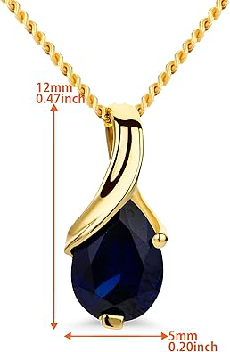 14K Gold Necklace for Women in 14K Yellow Gold/White Gold 585 with Ruby/Sapphire/Emerald/Topaz/Amethyst Gemstone/Birthstone Pendant Necklace and Gold Chain 17.7 ″ Long - Women's Jewelry - Image 2