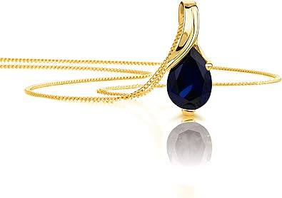 14K Gold Necklace for Women in 14K Yellow Gold/White Gold 585 with Ruby/Sapphire/Emerald/Topaz/Amethyst Gemstone/Birthstone Pendant Necklace and Gold Chain 17.7 ″ Long - Women's Jewelry - Image 3