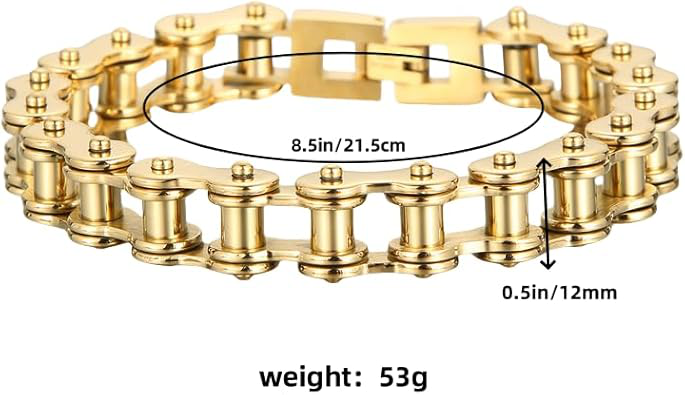 18k Gold Men's Chain Cool Hip-Hop Bracelet, Fashionable Bracelet, Tough Guy Style, Punk Style, Holiday Gift