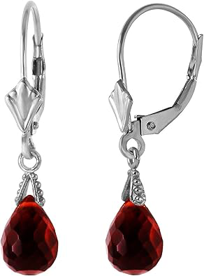 Galaxy Gold GG 14k Solid Gold Jewelry Set: Natural Briolette Garnet Pendant Necklace and Dangle Earrings - Image 3