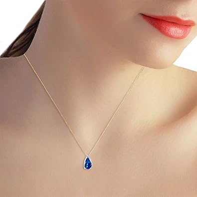 Galaxy Gold GG Genuine 14k Solid Gold Necklace with 6 Carat (CTW) Natural Blue Topaz Pendant - Image 2