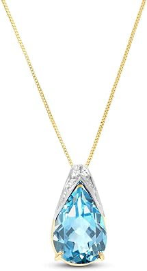 Galaxy Gold GG Genuine 14k Solid Gold Necklace with 6 Carat (CTW) Natural Blue Topaz Pendant - Image 3