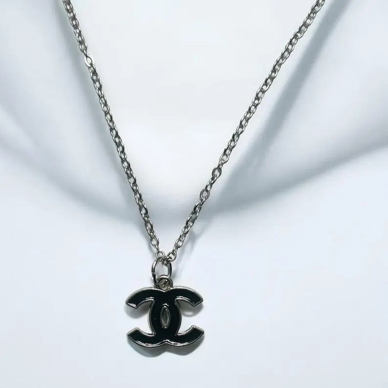 Upcycled Double C Charm Necklace - Image 3