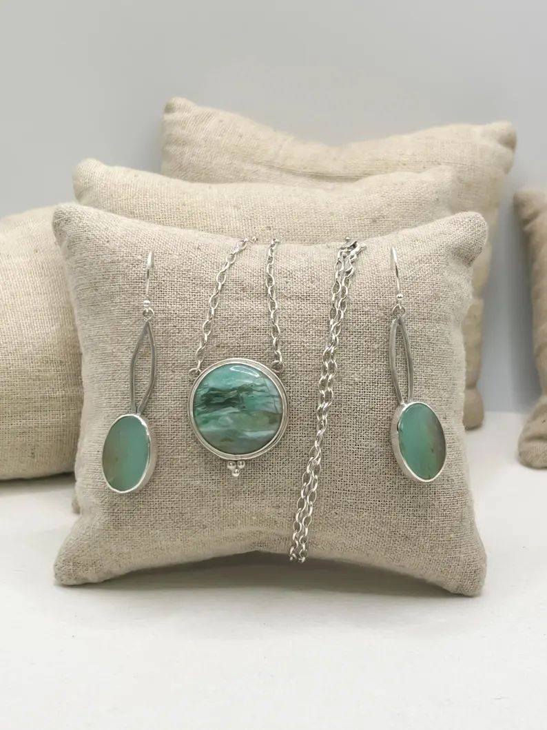 ABSOLUTELY GORGEOUS Peruvian Opal Necklace and Earrings!!! - Image 3