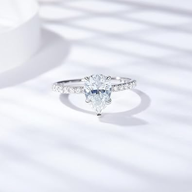 2 Carat D Color VVS1 Drop Shape Cut Diamond Engagement Ring - Set in 18K White Gold, Elegant Anniversary Promise for Women