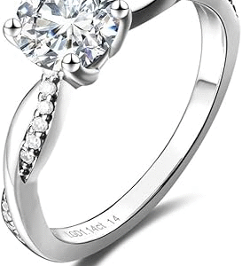 AGVANA Symphony of Vows 0.4-1.14 Ct. Tw. Lab Grown Diamond Petite Twisted Vine Ring in Sterling Silver (0.3-1 Carat Main Stone) Engagement Promise Anniversary Wedding Ring for Women (D-E, VS Clarity