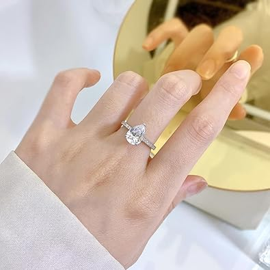 2 Carat D Color VVS1 Drop Shape Cut Diamond Engagement Ring - Set in 18K White Gold, Elegant Anniversary Promise for Women - Image 2