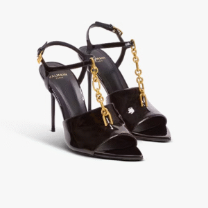 Sync patent leather sandals with heel