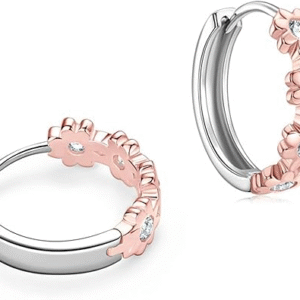 14K Gold Over S925 Sterling Silver Daisy Flower Yellow Gold Hoop Earrings for Women,0.16ct.t.w. D-color VVS1 Clarity Diamond,Ideal Gift for Wife
