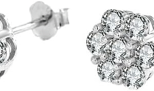 14K Solid Gold 0.05-1 Carat Round Cut Diamond Flower Cluster Earrings, VVS1 Clarity Flower Cluster Earrings Studs: Elegant Jewelry for Her
