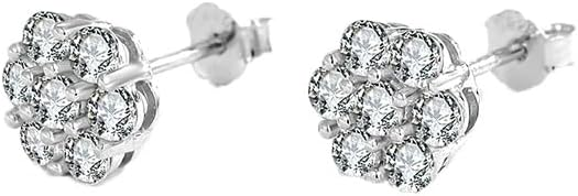 14K Solid Gold 0.05-1 Carat Round Cut Diamond Flower Cluster Earrings, VVS1 Clarity Flower Cluster Earrings Studs: Elegant Jewelry for Her