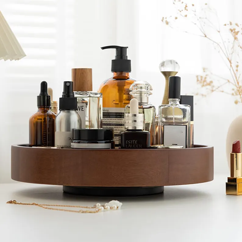 Wood Revolve Cosmetic Storage Tray,Makeup Organizer for Beauty Tools,Products,Cosmetic Organizer,Kitchen storage turntable,Gift for her