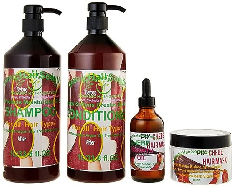 Organic Hair Solution-CHEBE Hair Growth Set-With mint rosemary castor tea tree for Scalp & Hair Strengthening-For Stronger Thicker Hair