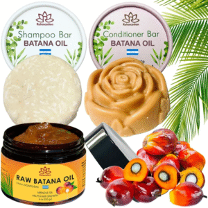 Natural Batana Oil Hair Care Set for Moisture, Growth And Shine - Includes Shampoo & Conditioner Bars