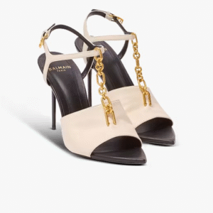 Sync leather sandals with heel