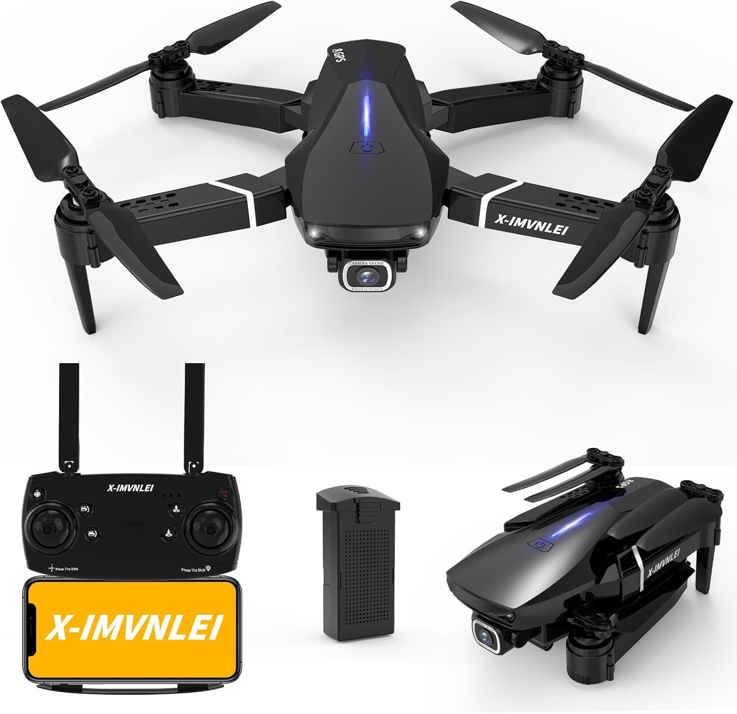 X9 4K GPS Drone with Camera, Foldable FPV RC Quadcopter | For Adults Beginners, Optical Flow Positioning, Auto Return & Follow Me, Trajectory Flight, 3D Flip, Modular Batteries