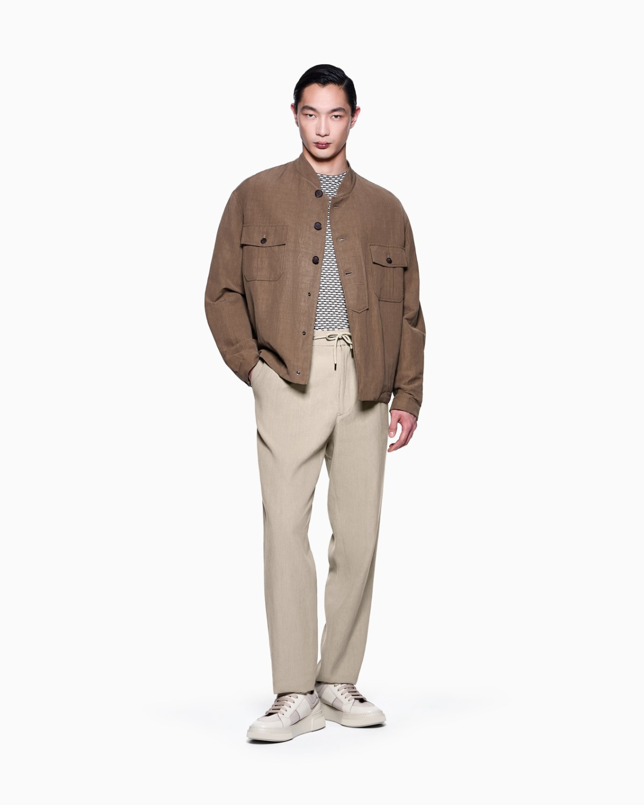 Single-pleat, linen-canvas trousers - Image 2