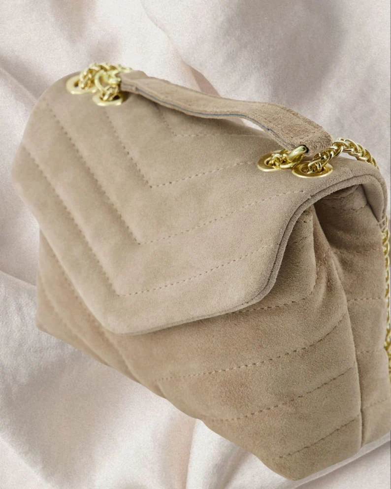 Suede Bag Beige, Beige Leather Bag, Eco-Friendly Leather, Handmade in Italy, Soft, Sustainable, Ethical, Italian Craftsmanship, Gift for Her - Image 2