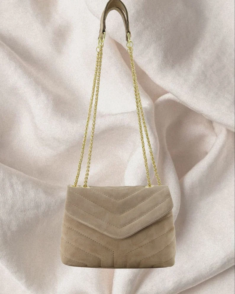 Suede Bag Beige, Beige Leather Bag, Eco-Friendly Leather, Handmade in Italy, Soft, Sustainable, Ethical, Italian Craftsmanship, Gift for Her - Image 3