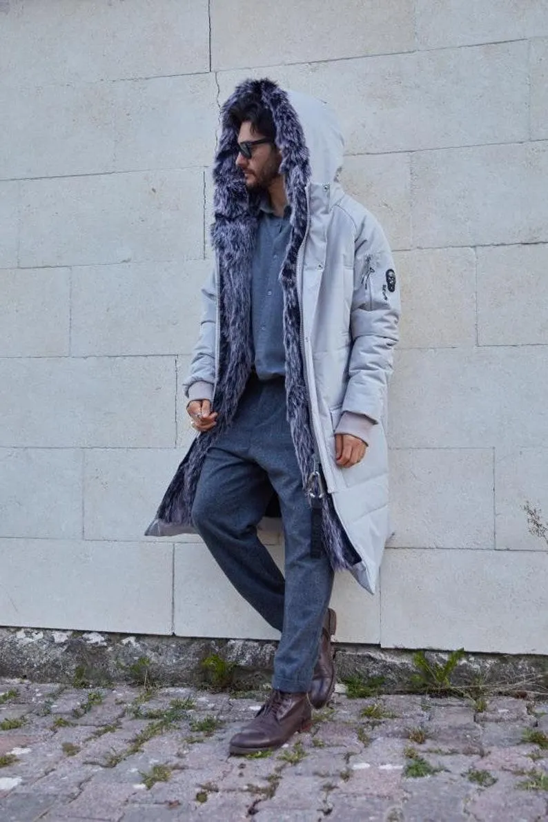 Mens Long Parka 10 colors, Warm Winter Luxury Parka, men's valentines gift, Fur Hooded Coat, Winter Mens Parka on a SALE,Long Jackets - Image 5