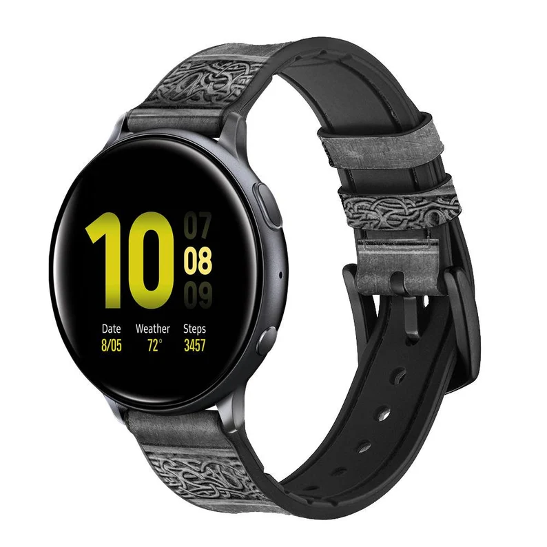 Thor Hammer Leather & Silicone Smart Watch Band Strap For Samsung Garmin Fossil Wristwatch 18-24mm
