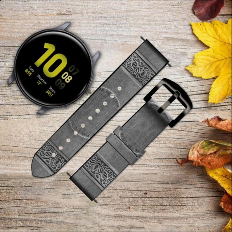 Thor Hammer Leather & Silicone Smart Watch Band Strap For Samsung Garmin Fossil Wristwatch 18-24mm - Image 2