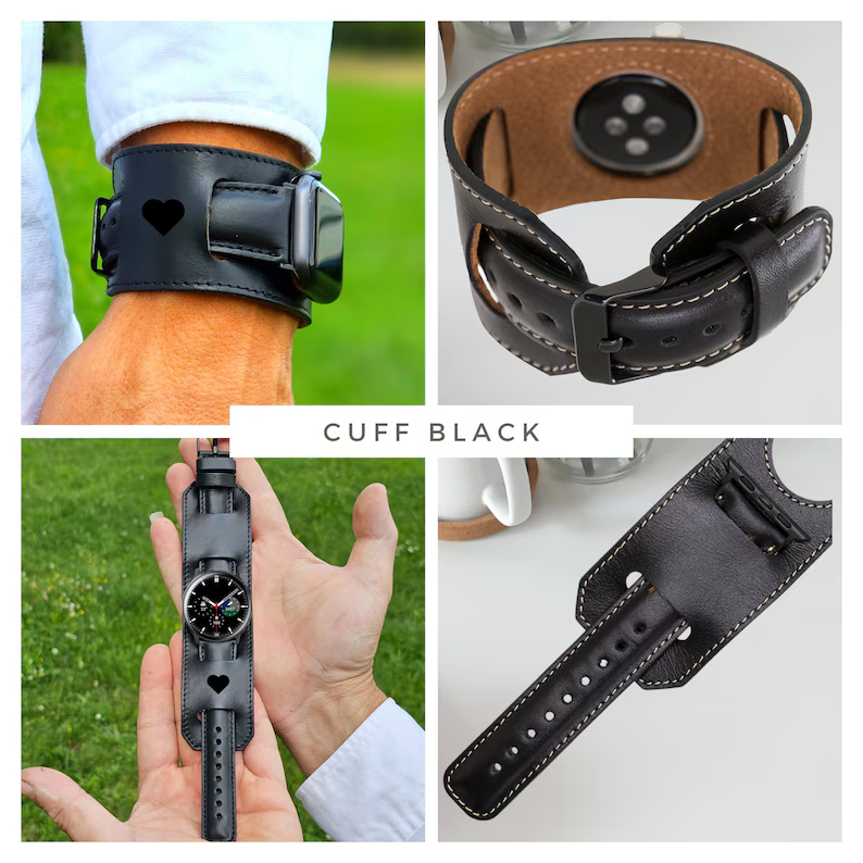 Personalized Samsung Galaxy 5 6 7 Smart Watch Leather Strap Galaxy Watch Custom Gift Unisex Timeless Gift Specified - Image 2