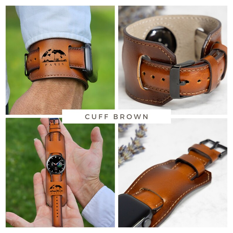Personalized Samsung Galaxy 5 6 7 Smart Watch Leather Strap Galaxy Watch Custom Gift Unisex Timeless Gift Specified - Image 3
