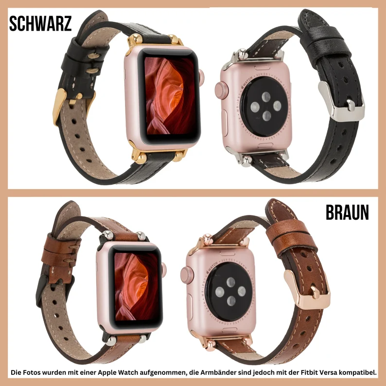 Personalized Leather Fitbit Versa 3 / Versa 4 / Sense & 2 Smart Watch Band Custom 20 mm Women Special Gift Laser Engraving - Image 3