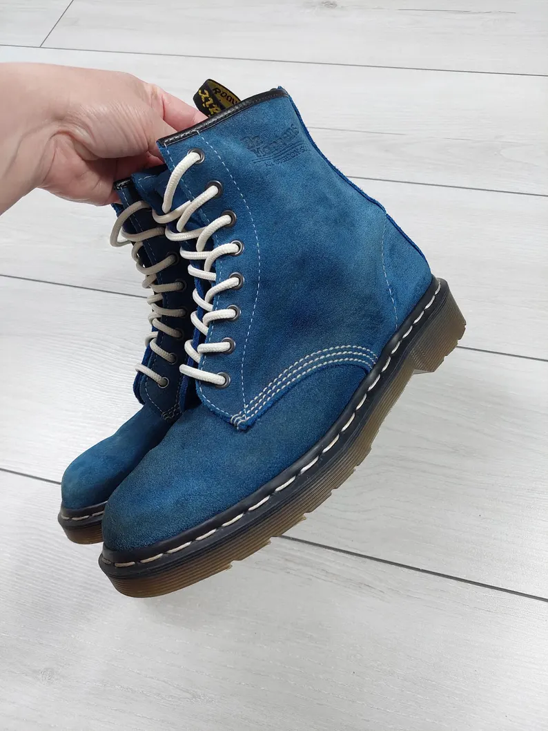 Dr.Martens 9350 Blue vintage, Waxy Suede 8 Hole, Made in England Size 9US 39-40EUR 25,5cm - Image 4